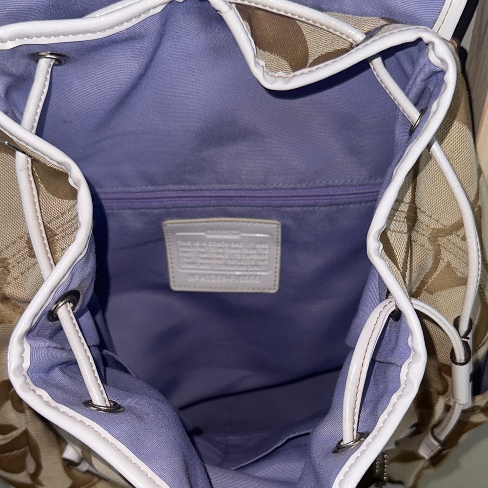 Coach Beige and White Signature Backpack - Picture 6 of 11